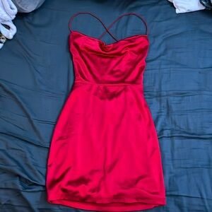 Red mini dress with strappy open back